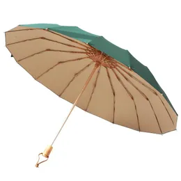 Paraplyer japanska paraply vattentäta ight sun kvinnliga anti uv solskydd 3folding bumbershoot trähandtag paraguas antiviento a