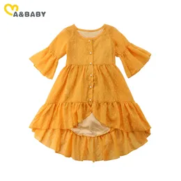 Vintage Maluch Baby Kid Girls Ruffles Dress Holiday Travel Boho Sukienki dla dzieci Kostiumy 210515