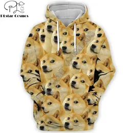 Mode män 3d hoodies Animal Funny Doge Head pullover shiba inu Tryckt sweatshirt/huvtröja med dragkedja Unisex streetwear 210813