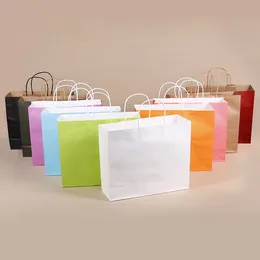 Miljövänlig Kraft Paper Bag Portable Presentväska med handtag Butik Förpackningsväska Kopplingspåsar Present WRAP WX9-1166