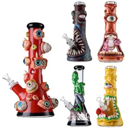 11-Zoll-einzigartige berauschende Glas-Wasserpfeifen, große Bongs, 7 mm dicker Glasbecher, Bong, Oktopus-Wasserpfeifen, gerades Rohr, Öl-Dab-Wachs-Rigs, Halloween-Stil