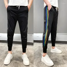 メンズパンツPantalon de Travail注入Homme Thin Sportsジッパーカラーストリップステッチカジュアルメンソン社会原宿ジョガー