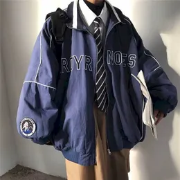 Spring Letter Jacket All-Match Preppy Style Baseball Uniform Kvinnor Mäns Lösa Tunna Casual Lovers Cool Wear Coat 211214