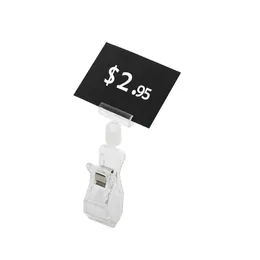 Rensa memo plast roterbar pop Clip-on Merchandise Sign Display Clip Card Label Pris Tag Hållare Pricetag Holder Supermarket