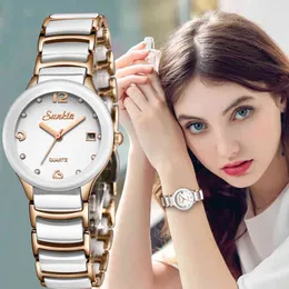 Sunkta Rose Gold Watch Mulheres Quartzo Relógios Senhoras Top Marca Luxo Feminino Relógio de Relógio de Relógio Relógio Esposa Presente Relogio Feminino 210517