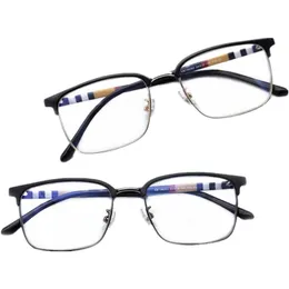 Mode solglasögon ramar korea retro-vintage ögonbryn ram unisex plaid plank ben design kvadratiska anti-bluelight plano glasögon54-19-146 för p