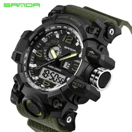 Sanda Top-Marke Military Sportuhr Herren G-Stil Digitaluhr Männer Quarz Armbanduhren 30m Wasserdichte Uhr Relogio Masculino 210804