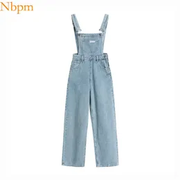 Jeans de verão Moda Jeans Jumpsuits Mulheres Playsuits Chic Vintage macacão na moda macacão casual solto fundo feminino 210529