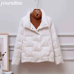 Primavera y otoño chaqueta de abajo chaquetas de mujer abrigo de cuello de pie para mujeres ropa exterior ligera femenina coreana abajo abrigo tops 211130