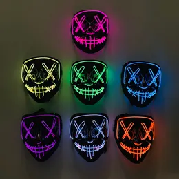 Gemengde kleur Halloween LED Masker Party Masque Masquerade Maskers Neon Maske Light Glow in the Dark Horror