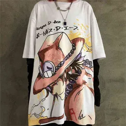 Yaz Yüksek Sokak T Gömlek Kadın Sevimli Luffy T Shirt Serin Kısa Kollu Anime Gevşek T-shirt Tee Boy Harajuku Tişörtleri Erkekler G1222