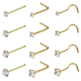 Multi Styles Stainless Steel Sexig Cubic Zircon Stud Hooks Bar Pin Näsa Ringar Öron Manschettkropp Piercing Man Kvinnor