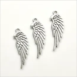 Lot 50pcs Angel Wings Tibetan Silver Charms Pendants for jewelry making Earring Necklace Bracelet Key chain accessories 33*12mm DH055
