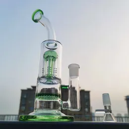 11-дюймовый зеленый двойной слои грибные комбинированные фильтр стеклянные бонг кальяны водяной трубы стекла барбедина 18 мм чаша американский склад