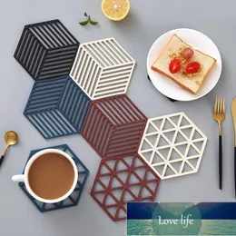 Mats Pads 4PCS Silicone Porslin Mat kopp Hexagon Värmebeständig Pothållare Placemat för skålfat Köksartiklar