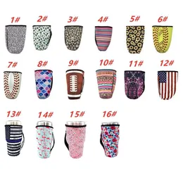 Leopard Print Rainbow Cactus Water Bottle Cover Neoprene Insulated Sleeve bag Case Pouch for 30oz Tumbler Cup