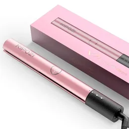 KIPOZI Professional Hair Striaghtener Instant Heating Flat Iron 2 In 1 Curling Tool with LCD Display 220124