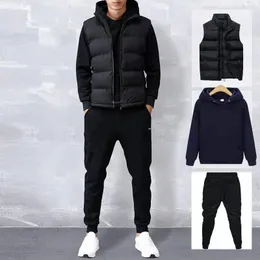 Mäns Tracksuits Trend på vår och sommar fritids sport jogging fitness hoodie + ärmlös västbyxor kostym tre bit set