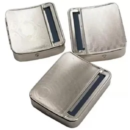 Portasigarette automatico per sigarette con arrotolatore per tabacco in metallo, portasigarette da 78 mm, in acciaio inossidabile