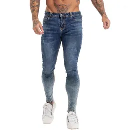 Men's Jeans Gingtto Skinny Men Slim Fit Ripped Mens Big And Tall Stretch Blue For Distressed Elastic Waist Zm140