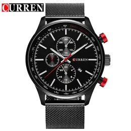 Luxury Brand Curren Fashion Quartz Watch Analog Military Sports Men Wristwatch Steel Erkek Kol Saati Hodinky Relogio Masculino Q0524