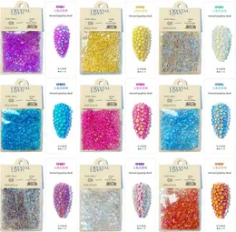 10 Renkler Kristal Nail Art Süslemeleri 1440 adet / paket Flatback Boncuk Aurora Rhinestone Çivi Için Mix Boyutu Mermaid Senfoni Yanardöner Gems İnci Taşlar