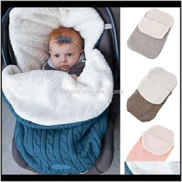 Nursery Beding Baby Maternity Drop Leverans 2021 Baby Kuvert Solid Strikkad Barnvagn Bunting Diaper Wrap Blanket Född Väskor Barn Sova Ba