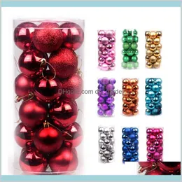 Decorations Festive Party Supplies Home Garden 24Pcs Ball Ornaments 40Mm Decorative Tree Pendants Christmas Baubles Balls For Holiday