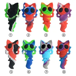 4.2 inch silicone fox Pipe With glass bowl&Titanium nail Hookah Bongs Mini bubbler Water Pipes Colorful Oil Rigs bong Accessories