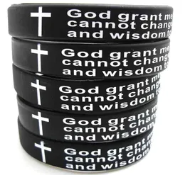 24pcs Jesus Religious Bracelets Xmas Gift Men's Women's Rubber Serenity Prayer Wrsitbands