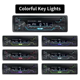 Universal Car Radio Audio 12-24V Truck Bluetooth Stereo Mp3 Player FM Mottagare 60WX4 med färgglada lampor AUX USB TF-kort Auto Kit227o