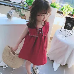 Humor Summer Girl Dresses Cute Baby Clothes Fashion Loose Princess Dress Sleeveless Casual Collar Kids Dresse 210611