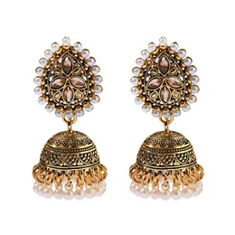 Klasyczne damskie złoto Pearl Zroszony Tassel Kolczyki Bijoux Vintage Dangle Kolczyk Plemię etniczne Indyjska Biżuteria