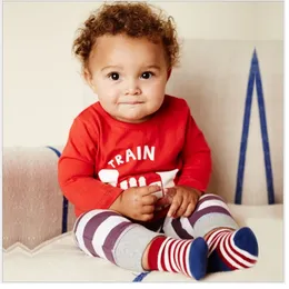 Bebek Erkek Giysileri Tren Şerit Pantolon Çocuk T Shirt Pijama Setleri Toddler Giysileri Set Moda Çocuk Pantolon Tops 210413