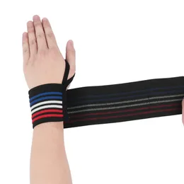 Viktlyftning Long Sport Wrist Support Nylon Elastic Justerbar Gym Strap Protection Fitness Wristband Elbow Kne Pads