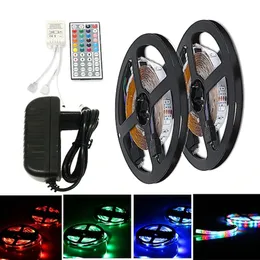 ZDM 2PCS 300 x 2835 RGB Strip Flexible Light 44Key IR Remote Controller12V 3A Power Supply