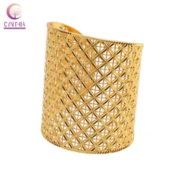 CYNTHIA ALuxury Algerische Braut Hand Manschette Armreifen Hohl Design Gold Farbe Armbänder für Frauen Armband Ethnischen Schmuck