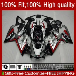 Injektionskroppar för Aprilia RS4 RS-125 RSV RS 125 R RR 125RR 12-16 38NO.4 RSV125 RSV125 2012 2013 2014 2015 2016 RSV125RR RS125 12 13 14 15 16 Fairings Kit Röd Silveryy