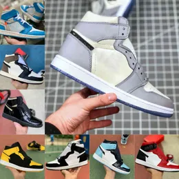 Air Jordan 1 retro jordans  Nike De alta calidad 1 1s zapatos de baloncesto hombres mujeres corbata tinte og bio hack metálico oro azul o patente rojo