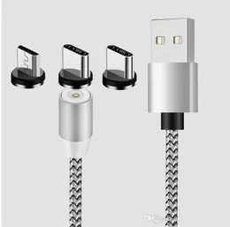 3 в 1 1 магнитный телефон кабели зарядной линии 2a нейлоновый быстрый зарядки шнур типа C микро USB кабельный провод для Samsung S21 Izeso