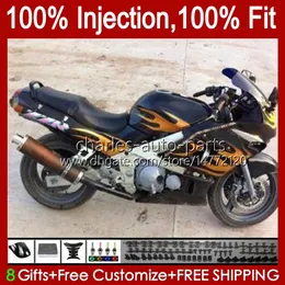 OEM Injection Fairing For KAWASAKI NINJA ZZR-400 orange flames ZZR-600 2001 2002 2003 2004 2005 2006 2007 84HC.92 ZZR600 ZZR400 ZZR 400 600 93 94 95 96 97 98 99 00 Body Kit