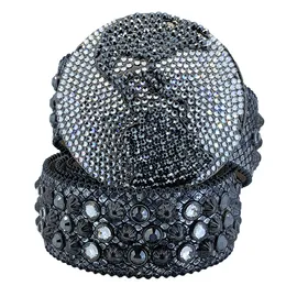 Cintura Western BB Simon dei cieli oscuri con strass scintillanti per cinture di moda da uomo e donna 848