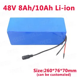 13S 48V 10AH LITIUM 8AH LI-ion 18650 Batteripaket med BMS för 500W EBIKE E-SCOOTER MOTOR+3A-laddare