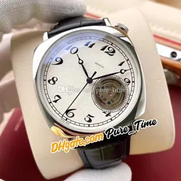 Новые историки American 1921 автоматики 82035 / 000R Мужские часы 82035 Tourbillon Белый циферблат сталь Чехол Черный Кожаный Ремешок Генты Часы Pure_time E130A (3)