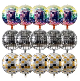 Disco Balloons Aluminum Foil Party Decoration Metallic Helium Ballon Dance Birthday Wedding Baby Shower 22 Inches Round Shaped With Hang Hole Colorful