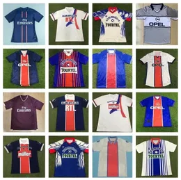 레트로 Maillots de football paris soccer jersey 1990 1991 1992 1993 1994 1995 1996 1999 1999 쥐 Guerin Ronaldinho 90 91 92 93 홈 블루 멀리 멀리 화이트 클래식 빈티지 셔츠