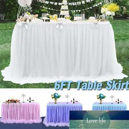 6FT Długie Netto Przędzy Stół Skirt Wedding Party Tulle Tableware Cloth Urodziny Bankiet Party Wedding Table Spódnica Home Decor1