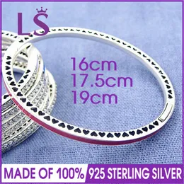 Hochwertiger Armreif aus echtem 925er-Silber, mehrfarbig, strahlende Herzen, passend für Original-Charm-Perlen, Pulseira Encantos. 100 % edler Schmuck