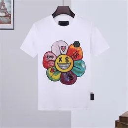 Homens camisetas Moda Tee Crânio com Grânulos de Diamante Algodão Camisetas Homens Verão Tops Mens Designer Camisetas Imprimir Letras Luxo O Pescoço Streetwear Slim Hip Hop Alta Qualit