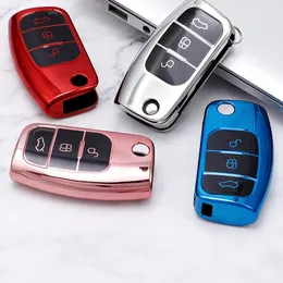 3 Przycisk Miękki TPU Samochód Remote Key Pokrywa dla Forda Fiesta Focus 2 Ecosport Kuga Escape Falcon B-Max C-Max Eco Sport Galaxy Galwaniczne Klawisze FOB Case Shell